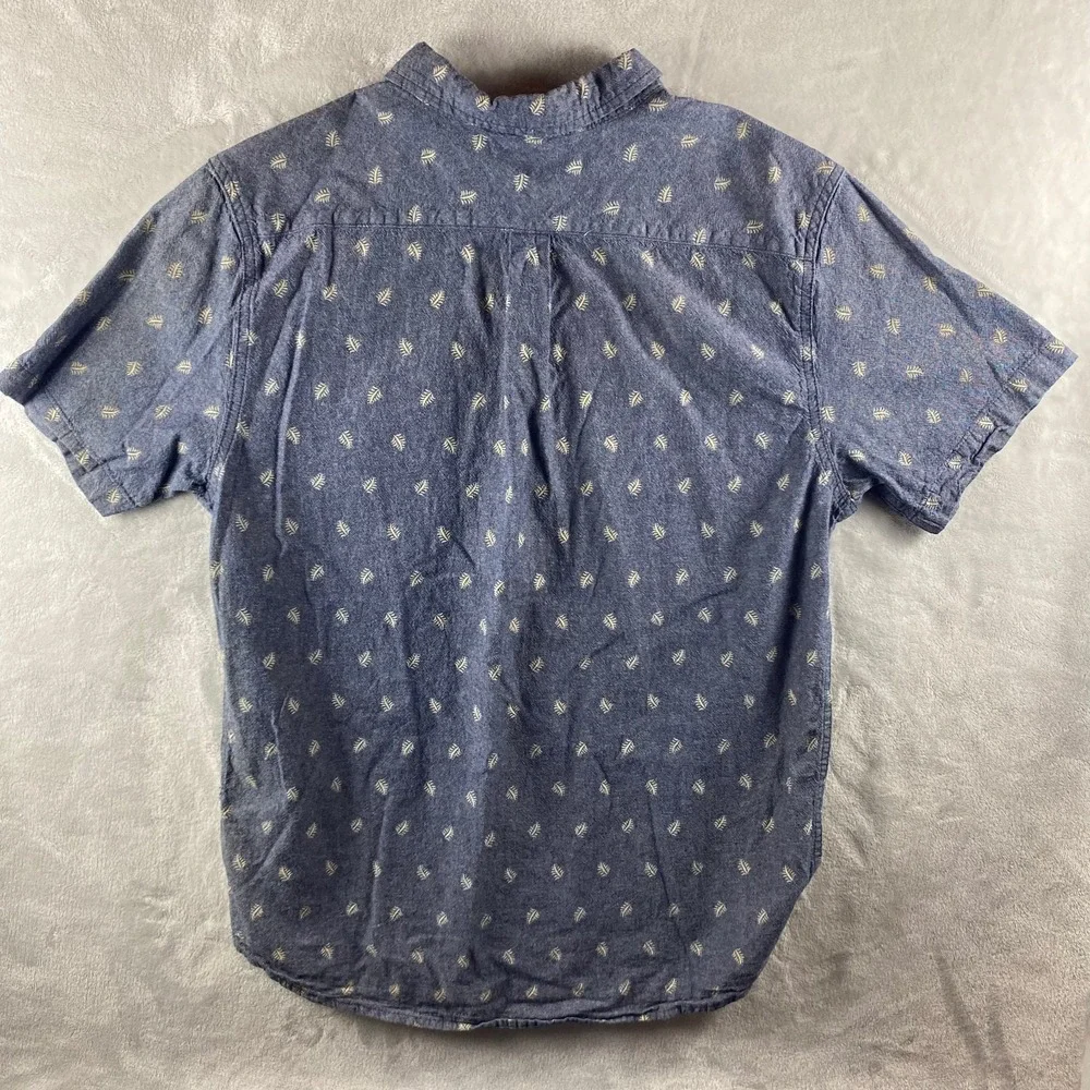 Levi's Mens Large Short Sleeve Button Up Shirt Chambray‎ Denim Leaf Skater